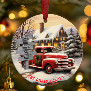 Personalized Gift For Family Farmhouse Truck Christmas Ceramic Ornament