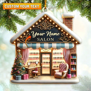 Personalized Custom Name Nail Salon Ornament, Nail Salon Christmas Decoration