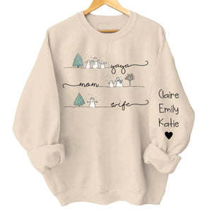 Wife Mom Mimi Christmas Snowman And Grandkids - Family Personalized Sweatshirt