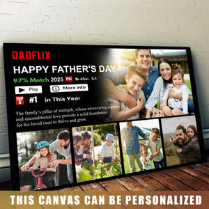 Dadflix Personalized Movie Landscape Canvas Poster, Father's Day Gift for Dad Movie Poster