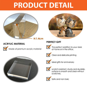 Personalized Cute Cat Couple Custom Shaped Acrylic Plaque