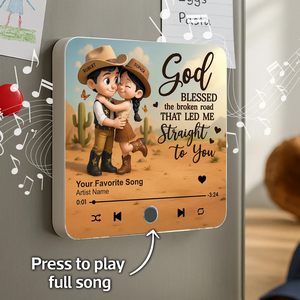 You & Me We Got This Cartoon Countryside Couple Cowboy Cowgirl Personalized Music Fridge Magnet