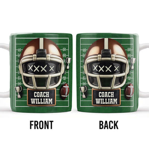 Football Helmet and Trophy, Personalized Coffee Mug, Gift For Coaches and Sports Fans