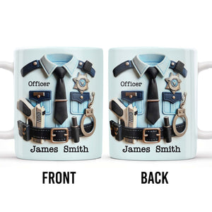 Officer, Police Uniform, Badge and Handcuffs, Custom Coffee Mug, Personalized Gift For Police Officers