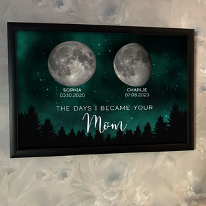 Galaxy Night The Days You Became Our Mom Birthday Moon Phase Personalized Poster, A Heartfelt Gift for Mom’s Birthday