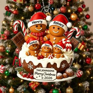 Personalized Gingerbread Family Acrylic Ornament โ Warm Holiday Decor For Family