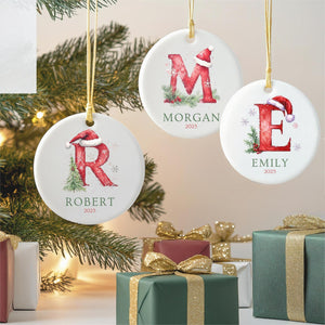 Personalized Family Letter Name Christmas Ceramic Ornament