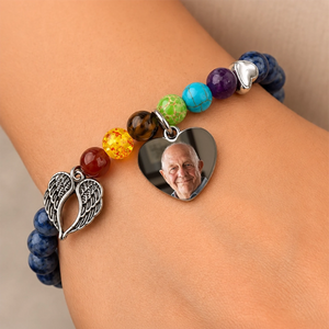 Custom Photo Rainbow Bridge Bracelet - Personalized Memorial Sympathy Gifts For Loss Of Mom, Dad - Loved Always Remembered Forever