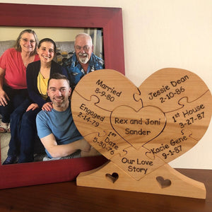 Personalized Name Family Puzzle,Family Wood Heart "Unity" Puzzle,Gift for Mom