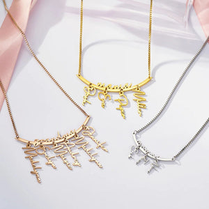 Personalized Names Hanging Grandma Mom Family Necklace with 1-7 Names