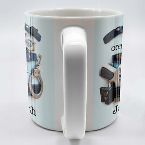 Officer, Police Uniform, Badge and Handcuffs, Custom Coffee Mug, Personalized Gift For Police Officers