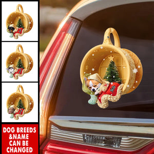 Personalized Dog Sleeping In A Tiny Cup Christmas Holiday Decal
