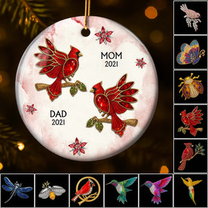 The Love And Memories With Birds And Flowers - Personalized Ceramic Ornament Gift For Family Members
