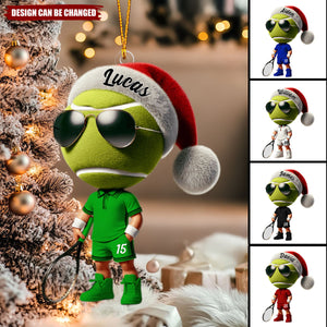 Cool Tennis Player Christmas Ornament, Personalized Acrylic Ornament