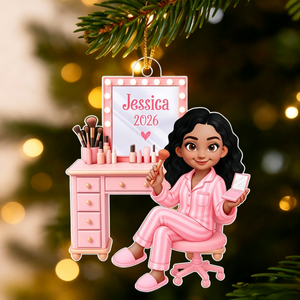 Personalized "Pink Girl Makeup" Acrylic Ornament β Christmas Gift For Daughters & Granddaughters