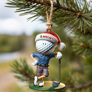 Custom Name Golf Santa Ornament, Golf Lover Christmas Gift