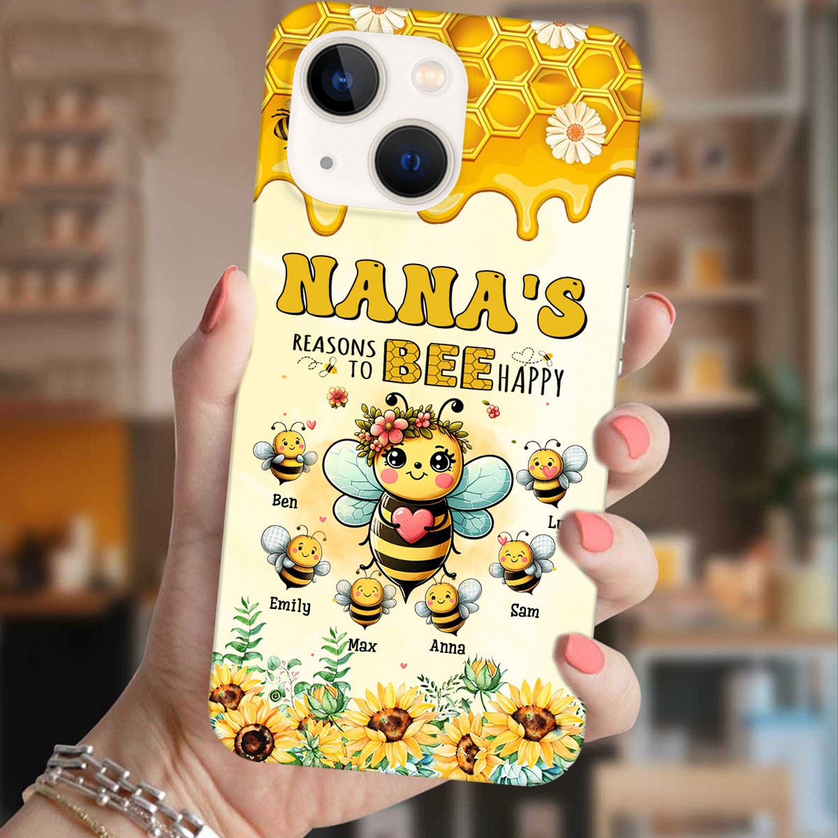 Grandma's Reasons To Bee Happy Personalized Phone Case