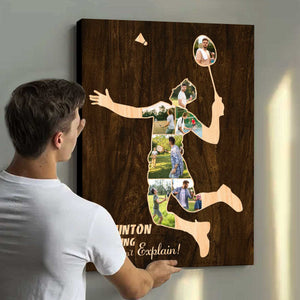 Custom Badminton Player Canvas, Badminton Gifts, Badminton Coach Gift, Personalized Badminton Player Gifts