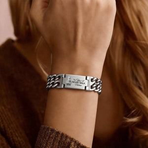 Custom Photo You Never Walk Alone Memorial - Personalized Engraved Bracelet Double Chain