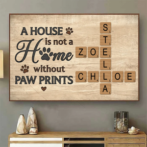 Home With Paw Prints Personalized Crossword Puzzle Art Canvas Gift For Dog Lover