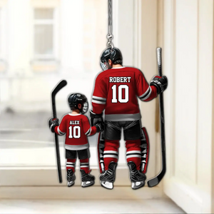 Father And Son β Personalized Ice Hockey Players Shaped Acrylic Ornament