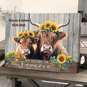 Personalized Couples Gifts Rustic Farmhouse Decor Highland Cows Canvas