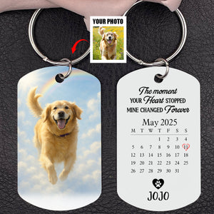 Custom Memorial Pet Portrait A Loyal Heart Never Fades - Rainbow Bridge Personalized Keychain