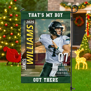 American Football Photo Flag My Heart Is On That Field - Personalized Gift For Football Player