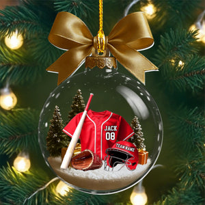 Gift For Baseball Lovers - Personalized Baseball Plain Shirt Striped Shirt with Helmet & Gloves Christmas Ornament