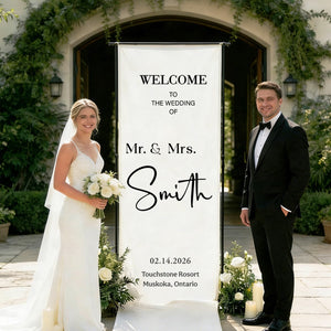 Welcome To The Wedding Of Mr. & Mrs. • Custom Fabric Wedding Welcome Sign • Personalized Wedding Decor