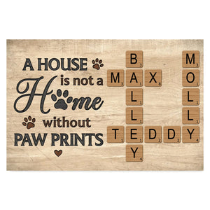 Home With Paw Prints Personalized Crossword Puzzle Art Canvas Gift For Dog Lover