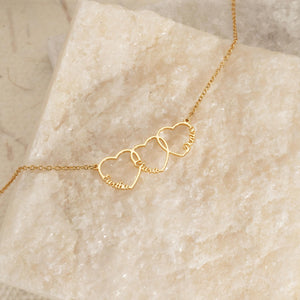 Personalized Multiple Heart Necklace Gift for Mom With Kids Names