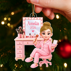 Personalized "Pink Girl Makeup" Acrylic Ornament β Christmas Gift For Daughters & Granddaughters
