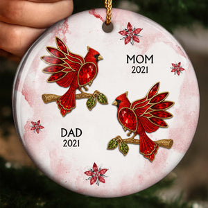 The Love And Memories With Birds And Flowers - Personalized Ceramic Ornament Gift For Family Members