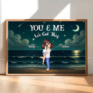 Night Beach Landscape Couple Hugging Kissing Personalized Poster