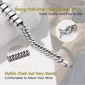 Personalized Cuban Chain Name Beads Bracelet Gift For Dad, Son, Husband