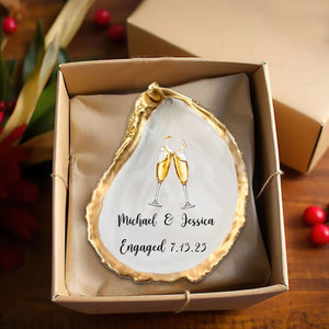 Just Engaged - Personalized Custom Oyster Shell Shape Acrylic Ornament