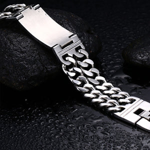 Custom Photo You Never Walk Alone Memorial - Personalized Engraved Bracelet Double Chain