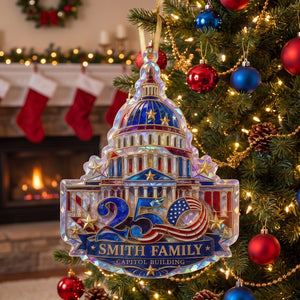 Personalized Capitol Building Acrylic Ornament β America 250th Hologram Patriotic Keepsake