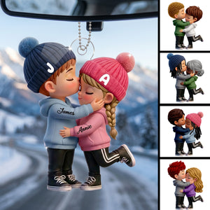Personalized Acrylic Ornament β Kissing Couple Design Soft Colors | Gift For Her
