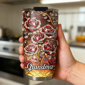Rose Flower Grandma - Personalized Custom Tumbler