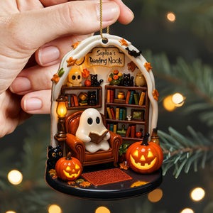 Create Your Own Personalized Reading Nook, Custom Wood Ornament Gift For Book and Halloween Lovers