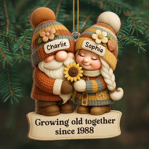 Growing Old Together Couple Ornament, Personalized Wood Ornament