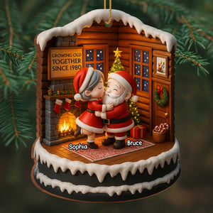 Growing Old Together Since, Personalized Custom Wood Ornament, Santa Claus And Christmas Tree