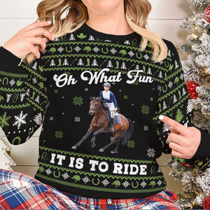 Personalized Photo Gifts For Horse Riding Lovers Ugly Sweatshirt