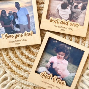 Best Dad Ever - Custom Text Wooden Photo Frame Fridge Magnet, Photo keepsake Fathers Day gift