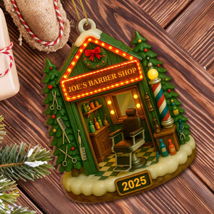 Create Your Own Barber Shop, Personalized Custom Wood Ornament, Gift For Barbers