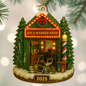 Create Your Own Barber Shop, Personalized Custom Wood Ornament, Gift For Barbers