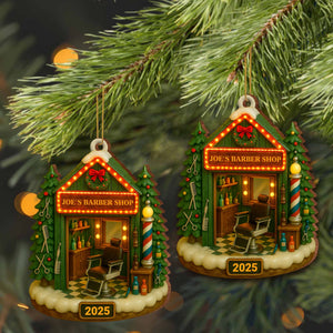 Create Your Own Barber Shop, Personalized Custom Wood Ornament, Gift For Barbers