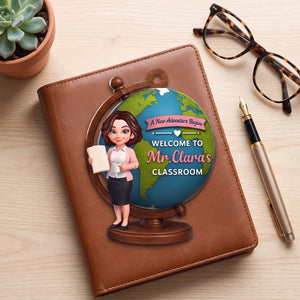 Personalized "A New Adventure Begins" Acrylic Hanging Ornament โ Globe Art Teacher Gift For Classroom
